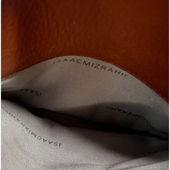 Isaac Mizrahi Crossbody Saddle Bag Leather & Faux Leather Brown &‎ White - Picture 7 of 12